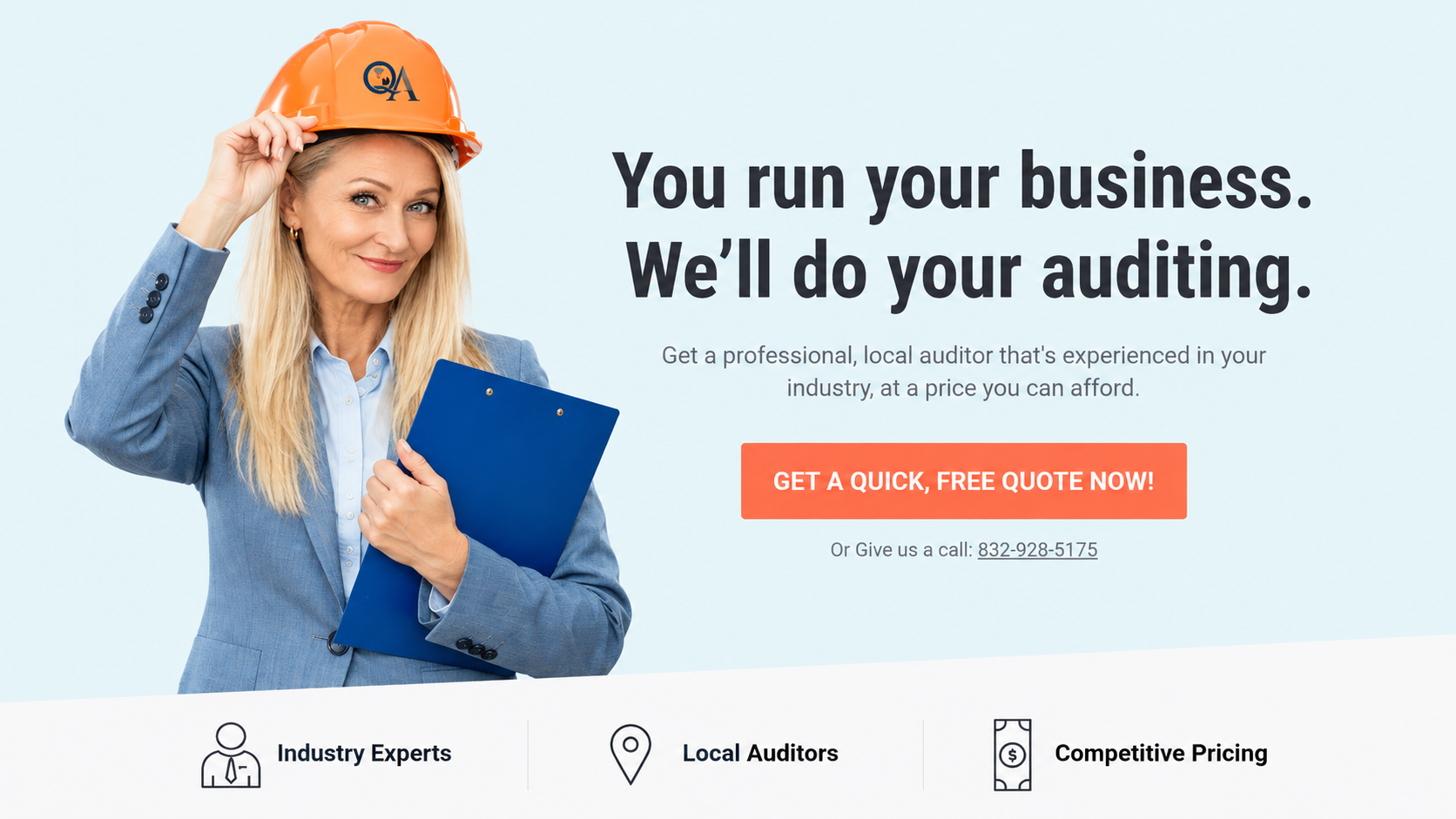 Melissa Brewer on site in a hard hat — You run your business, we'll do your auditing